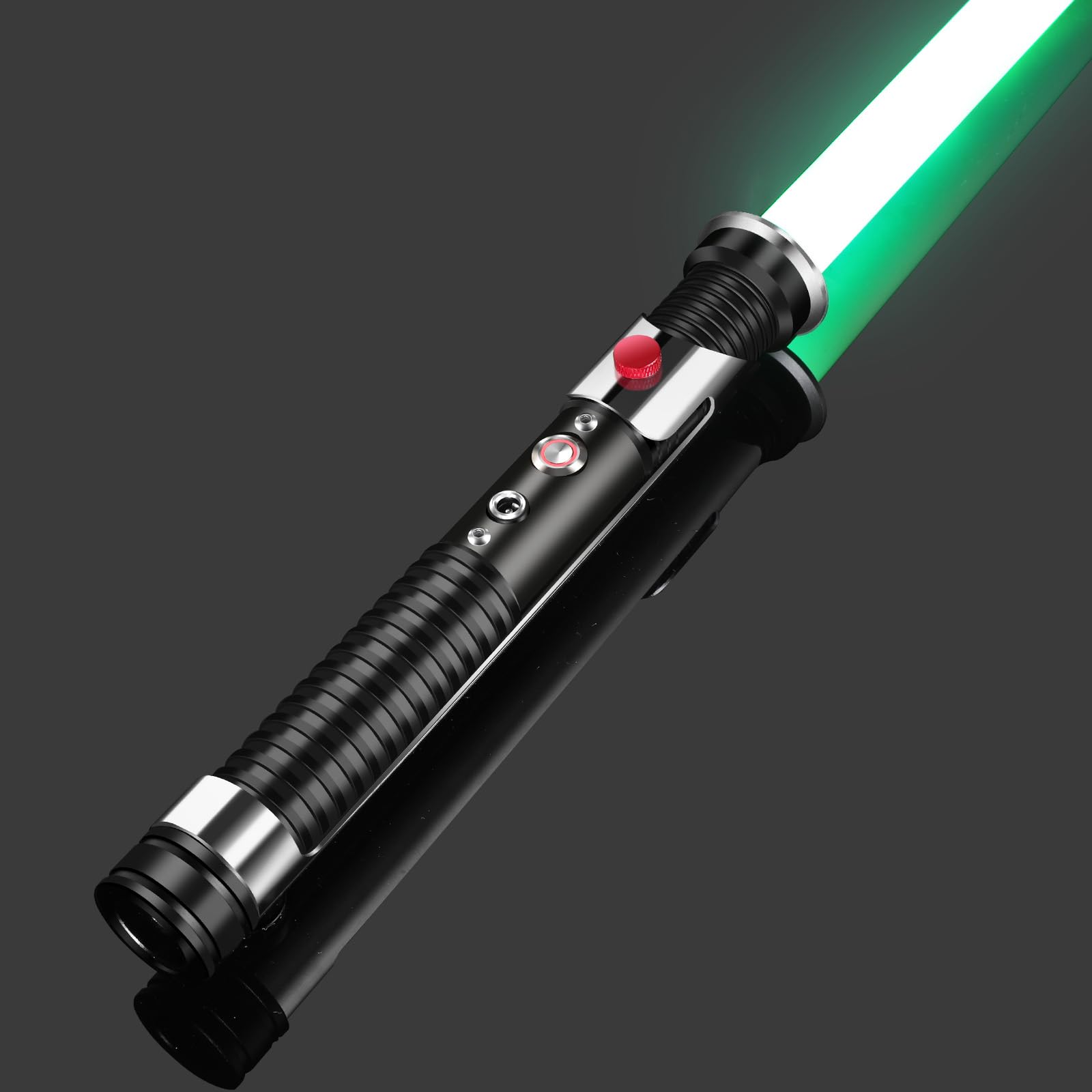 Lightsaber, Metal Handle Duel Lightsaber, Smooth Swing RGB 16 Colors, FX Sound, Adjustable, Rechargeable Sword Suitable for Adults, Children, Birthdays, Halloween Role Play (Black)