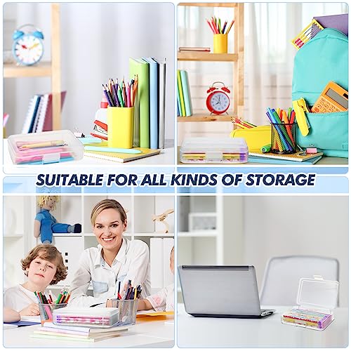 Image of Honoson 60 Pcs Hard Plastic Pencil Case Bulk 8 x 5 x 2 Inch Clear Pencil Box Utility Crayon Storage Box Multi Purpose Organizer for Pens Pencils Office Supplies(White)