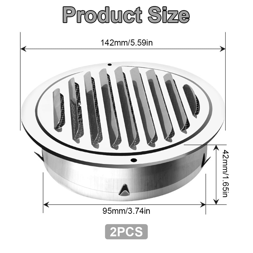 KineticKraft 2 Pack Air Vent Cover, 4 Inch / 100 mm - Image 2