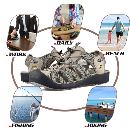 GRITION Hiking Sandals Women Closed Toe, Waterproof Lightweight Adjustable Hiking Athletic Sandals, Breathable For Beach Summer Adventure Comfortable Outdoor Sport 6