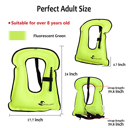 FORWEWAY Snorkel Vest Inflatable Buoyancy Vests for Portable Kayaking Buoyancy Vest for Drift Rescue,Rowing,Sailing,Snorkeling,Swimming,Outdoor Water (Green) - Image 3
