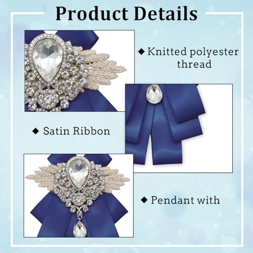 Image of Luckyvestir Womens Mens Bow Tie Ribbon Black Rhinestone Bow Ties Men Large Crystal Bowknot Bowtie for Wedding Party Banquet