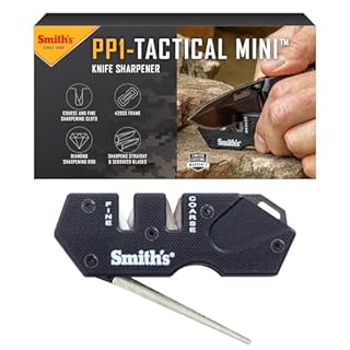 Smith's 50982 Pocket Pal Mini Tactical Knife Sharpener - Black - 2 Stage Sharpener & Diamond Sharpening Rod - Outdoor Hunting Knife & Hook Sharpener - Compact, Durable, & Lightweight