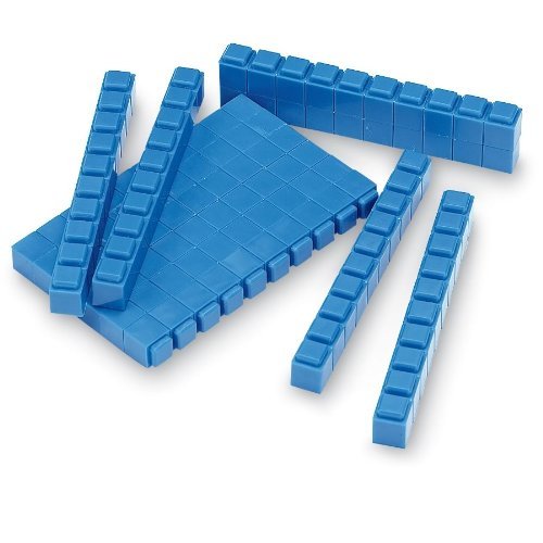 hand2mind Blue Plastic Interlox Connecting Base Ten Blocks Complete Set, Place Value Blocks, Counting Cubes for Kids Math, Math Manipulatives for Kids, Kindergarten Homeschool Supplies (Set of 161) - Thumbnail 5
