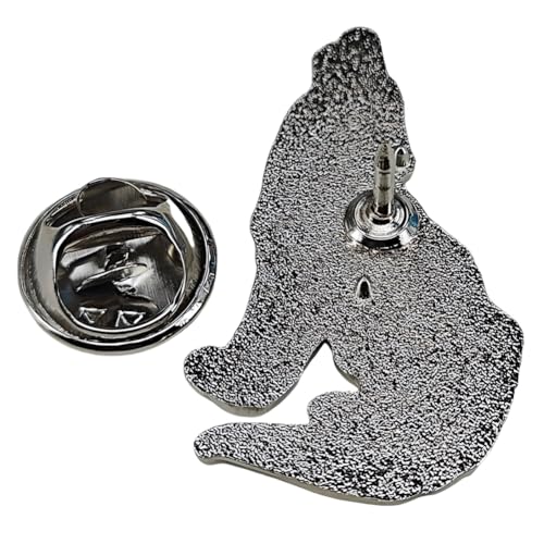 Image of Wolf Enamel Pin With Moon and Star Shapes for Hat Jackets Backpacks Badge