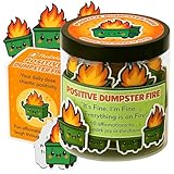 HUSHVIEUS 60 Positive Dumpster Fire Cards Jar, Emotional Dumpster Fire Desk Accessories, Affirmation Cards for Women, Teens Girl, Coworker, Dumpster Fire Zen Garden, Womens Birthday Gifts Unique