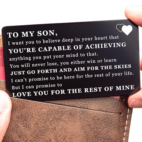Engraved Wallet Card for Son – Meaningful Gift from Mom & Dad, Inspirational Keepsake for Birthday, Graduation, Wedding, or Father’s Day