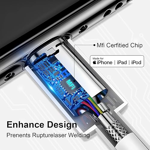 iPhone Charger 6ft Lightning Cable 4Pack, Apple Certified Braided Cord - image 2