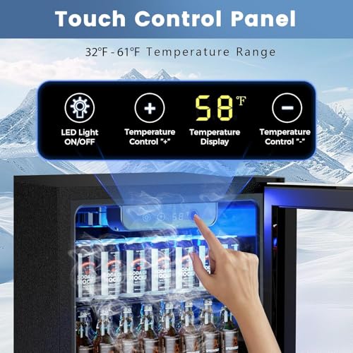 Image of Electactic Mini Fridge 130 Can Beverage Refrigerator Cooler, 3.1 Cu.Ft Drink Fridge for Soda Wine Beer, Adjustable Temperature Control for Home Office, Black