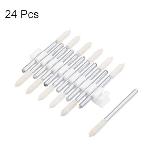Miniatura 4 de uxcell 24 piezas de punto de montaje de fieltro de lana de 0.118 pulgadas con taladro cónico para pulir, ruedas de pulido con vástago de 18 pulgadas
