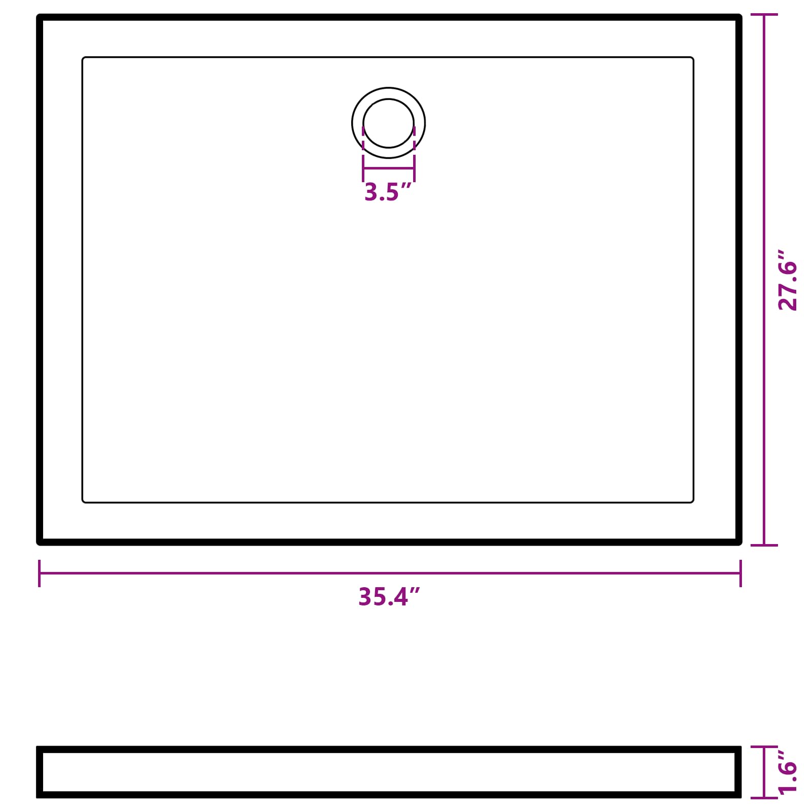 vidaXL Piatto Doccia in ABS Rettangolare Nero 70x90 cm