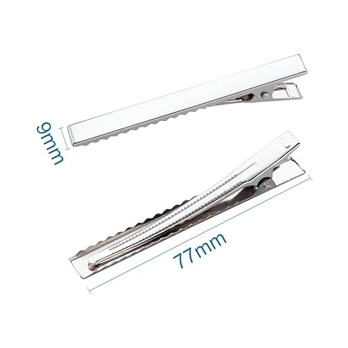 Miniatura 3 de Pandahall - 20 pinzas de pelo de cocodrilo plano de hierro con dientes de 3 pulgadas, pinzas de una sola punta, pasadores platino para accesorios de