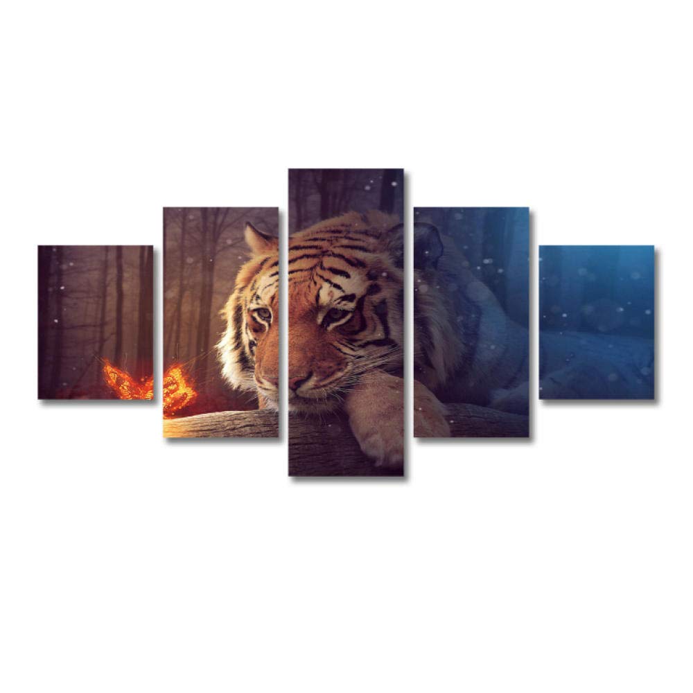 Peinture a l'huile style tigre abstrait tableau de salon luxe