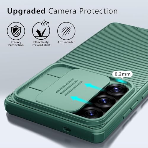 Image of Nilkin Classic Series Compatible for Samsung S25 Ultra Case with Camera Cover, [Camera Lens Protector] [Scratch-Resistant] [360 Full Protection] Shockproof Slim Phone Case (Green, S25 Ultra)