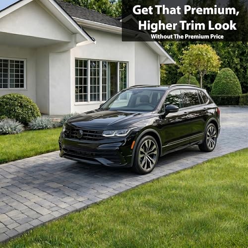 Image of BOGAR TECH DESIGNS for Volkswagen Tiguan 2022-2024 Front Chrome Delete - Precut Vinyl Overlay Kit, Gloss Black Blackout Trim