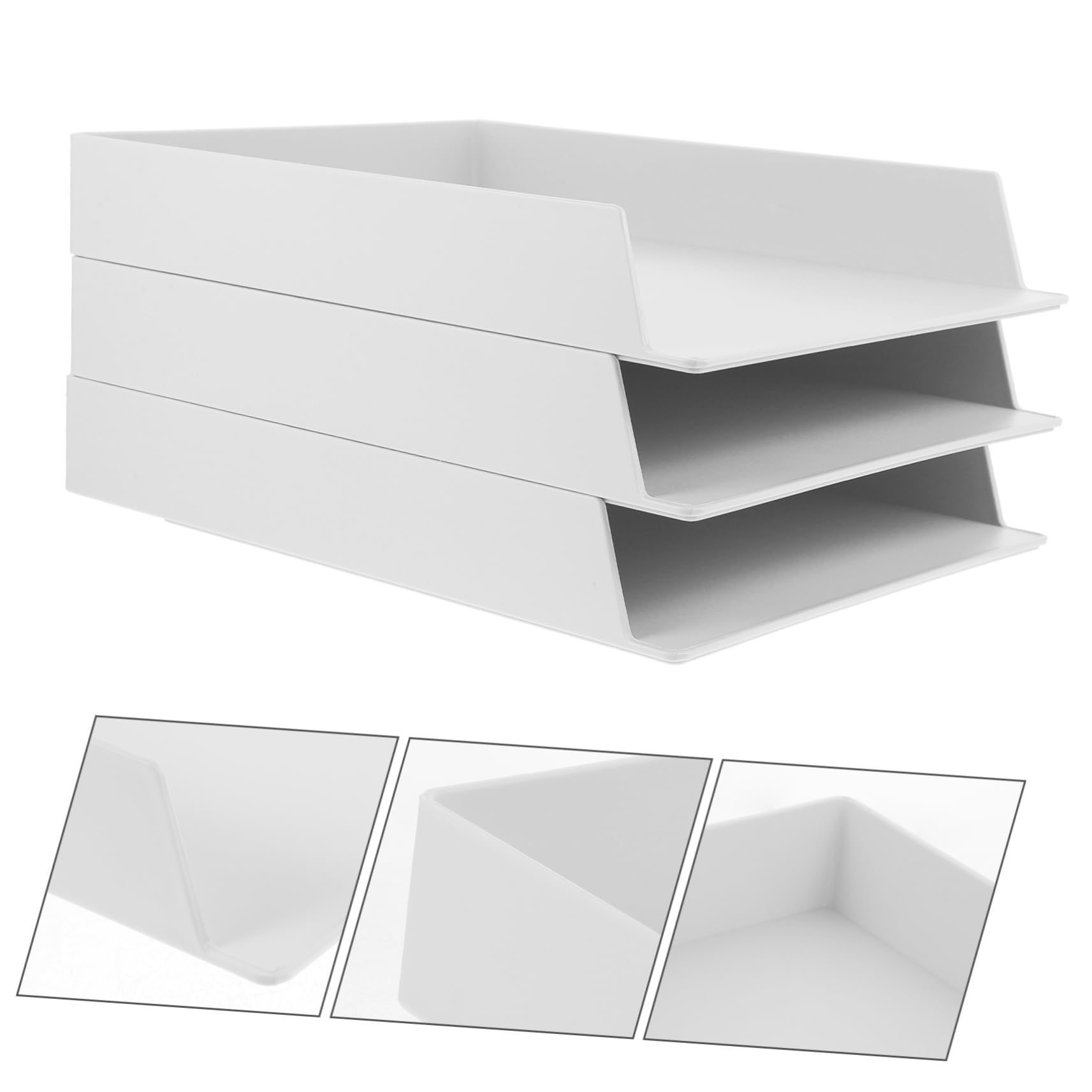 UKCOCO 3 Piezas Organizador de Escritorio Estantería para Archivos Apilable Caja Almacenamiento Abs Soporte Multifuncional para Oficina y
