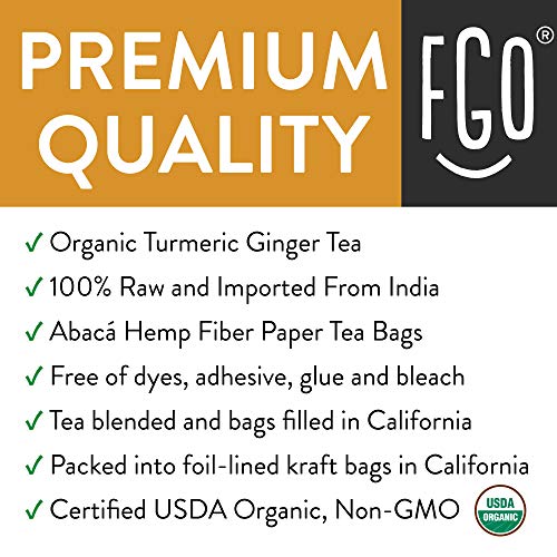 Fgo Organic Turmeric Ginger Tea, Eco-Conscious Tea Bags, 100 Count #TOP2