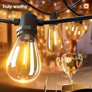 addlon 50FT LED Outdoor String Lights with Edison Shatterproof Bulbs, Weatherproof Strand, Commercial Grade Patio Lights, Decorative for Garden or Patio, Black