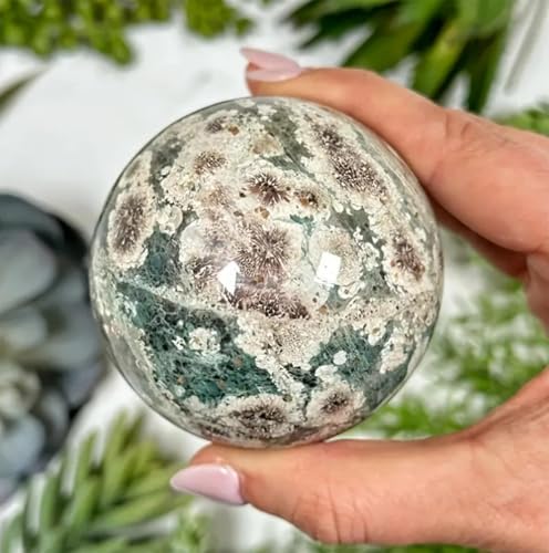 Gema mineral verde en esfera de 60mm pulida a mano para colecciones 3