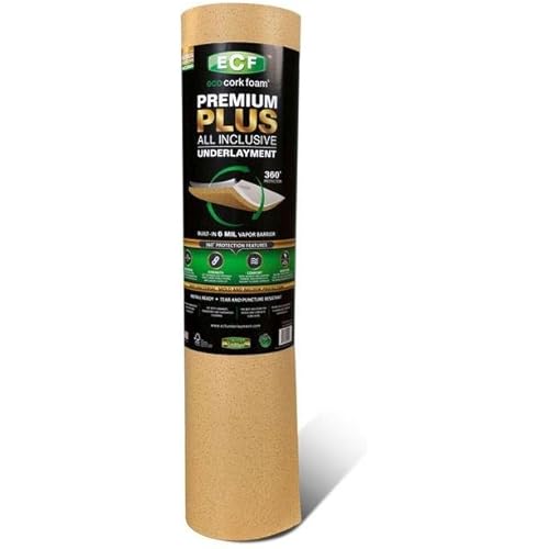 Eco Cork Foam Underlayment, 75 sq. ft. - The ONLY one with a BUILT-IN 6 mil Vapor Barrier