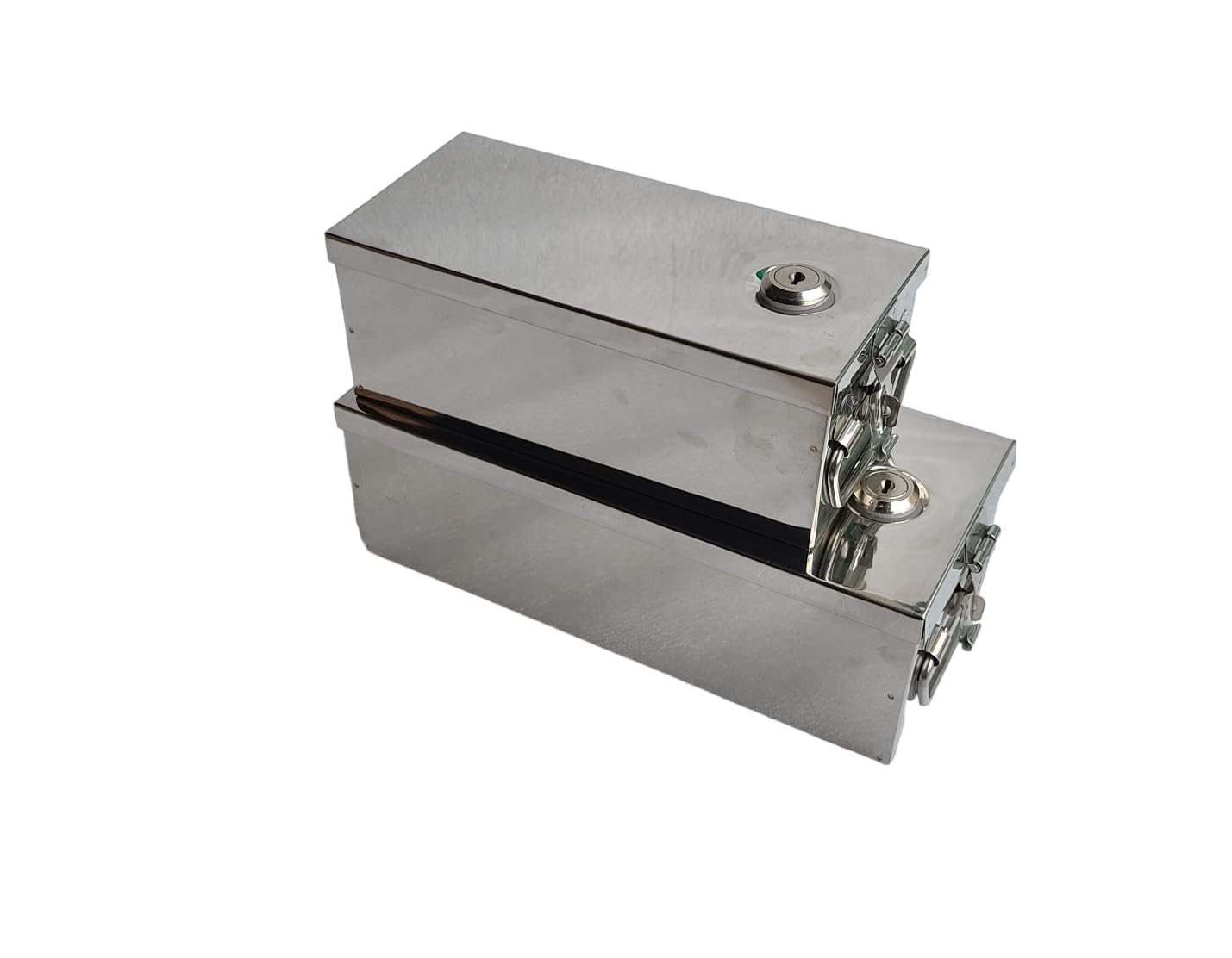 Crevita Stainless Steel safe Locker Boxes Jewellery Boxes Cash Peti Set (Multi_Pack of 2) Size - 8 Inch, 10 Inch (With Pre fited Lock & 2 Key) (B0C3RPCVYR) Amazon Price History, Amazon Price Tracker