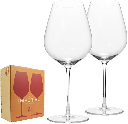 Big Wine Glasses  Juego de 2 copas de vino gigantes de gran tamaño I para botella completa, copa de vino grande tinto y blanco con tallo I Ultra