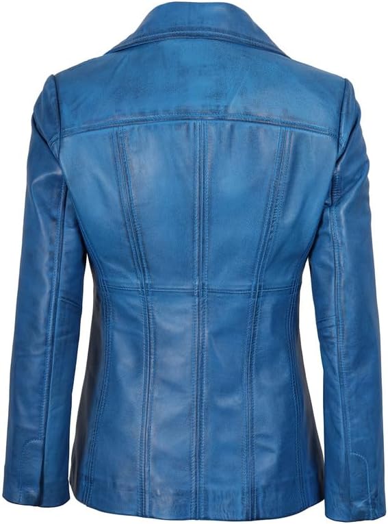 Decrum Leather Blazers for Women - Stylish Blazer Style Casual Real Lambskin Leather Jacket Women - Image 4