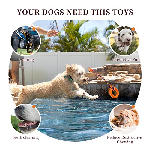 Petleso Dog Chew Toys Rubber Ring Dog Rope Toy, Dog Rubber Toy With Rope For Aggressive Chewers, Small #TOP1