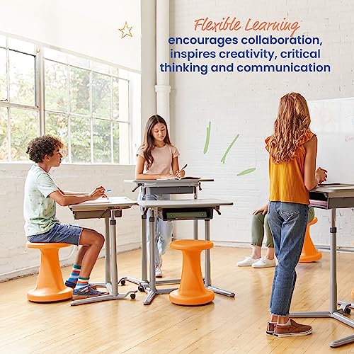 Image of ECR4Kids Twist Active Wobble Stool, 18in Seat Height, Classroom Furniture, Orange