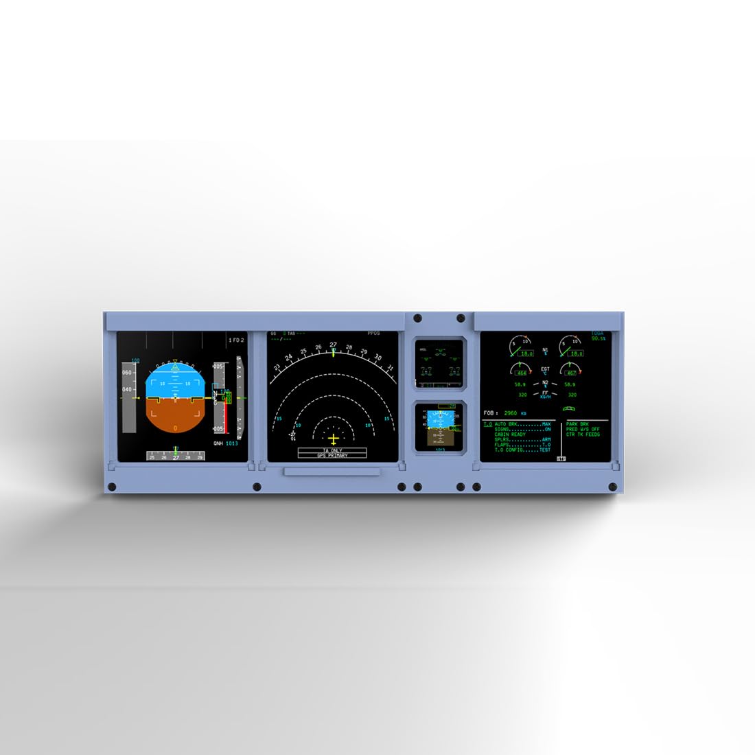 Palapozzy D106 A32X/A35X/A38X PFD-ND-ECAM-E/WD 4-in-1-Display for MSFS 2020/2024, Kompatibel mit Fenix, PMBG, FBW und NEOV2, Windows Flugsimulator Home Cockpit