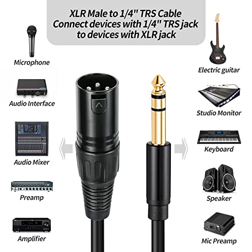 Xlr To 1/4 Inch Cable 6.5 Feet,Trs 6.35Mm To Xlr Male Jack - Soft Pvc Balanced Patch Cable #TOP3