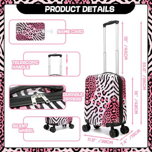 Image of Kids Luggage with Spinner Wheels Carry on Suitcases for Girls 2 Piece Luggage Sets 16 inch Toddler Suitcase for Kids Rolling Suitcase Airline Approved (Pink Leopard)