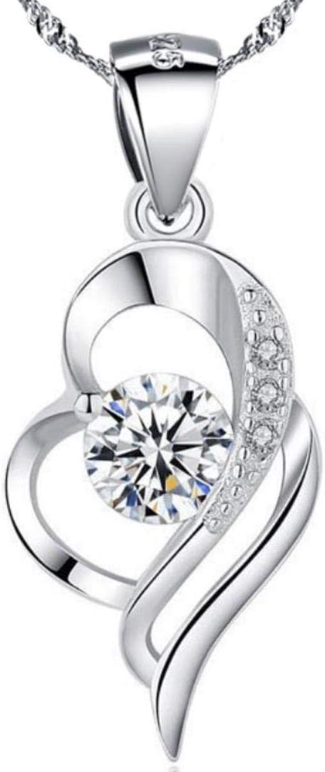 Sunnyshopday 925 Sterling Silver,Heart to Heart together Love Pendant.18 inches,Italian Box Chain Necklace Women Girls Jewelery Box