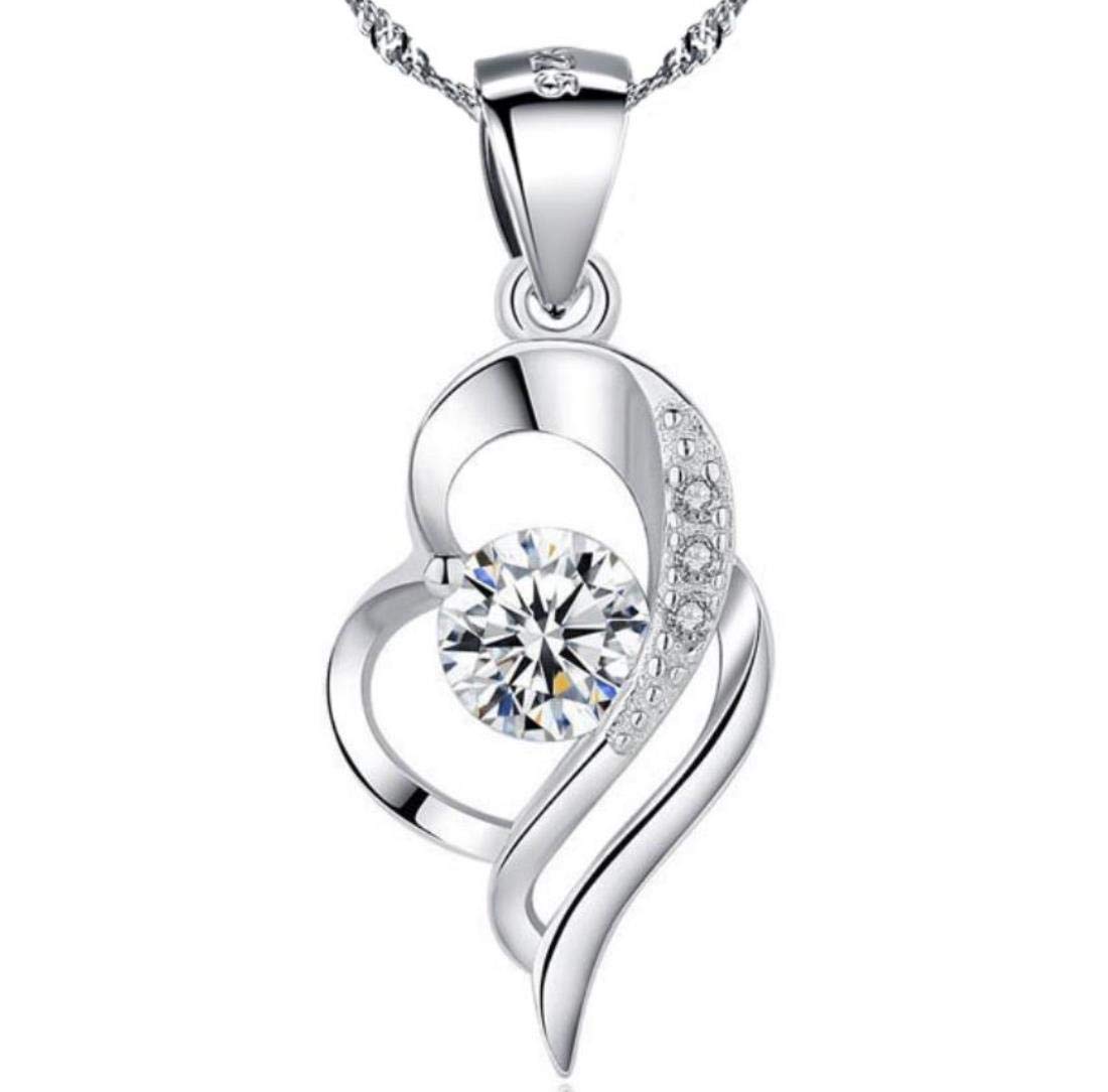 SunnyshopdayFashion 18ct White Gold Plated on Silver and Base Flower Pendant.18 inches,Prince of Wales Chain,Diamond Cut Twist Curb Necklace Chain Women Jewelery