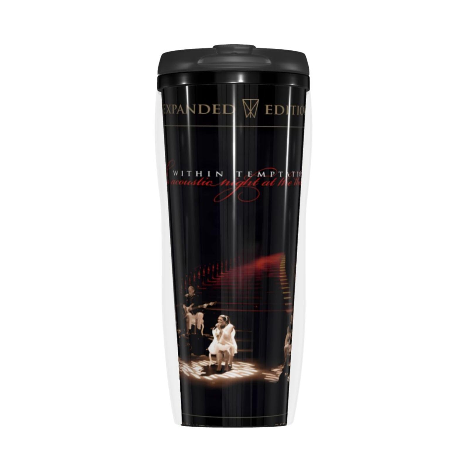 NEWCREATEES Water Bottle Within Rock Temptation Band 12 OZ Coffee Mugs Double-Layer Insulated Water Bottle With Lid Coffee Tumbler for Sports Gym Travel Outdoor