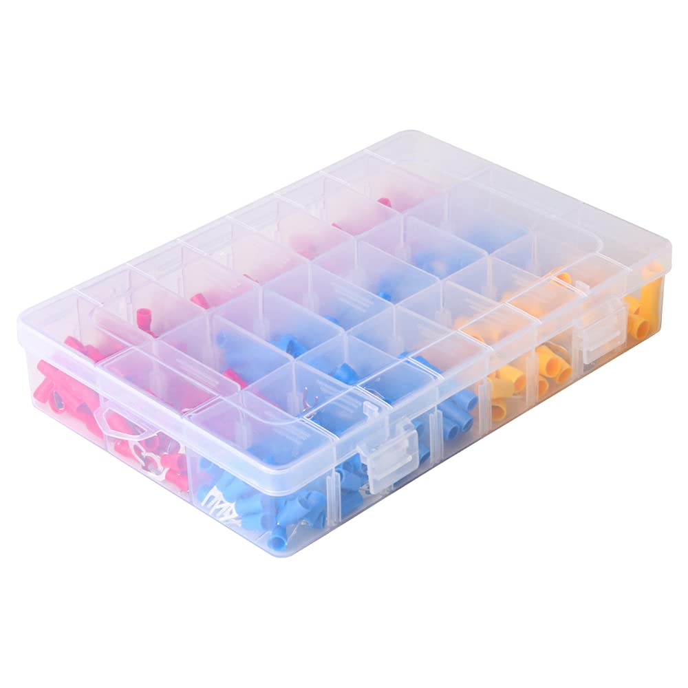 Insulated Wire Electrical Connectors Assortment - Butt, Ring, Spade, Quick Disconnect - Crimp Marine Automotive Cable Terminals (373)