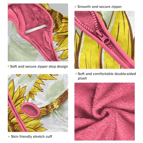 OTVEE Sunflowers Yellow Flower Kids Hoodie Jacket Fall Spring Full Zip Warm Outwear Coat3