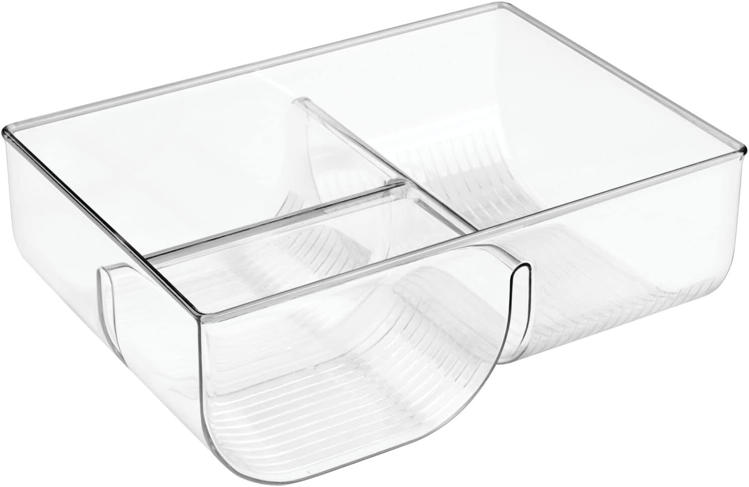 mDesign Food Storage Container Lid Holder, 3-Compartment Plastic Organizer Bin for Organization in Kitchen Cabinets, Cupboards, Pantry Shelves - Clear
