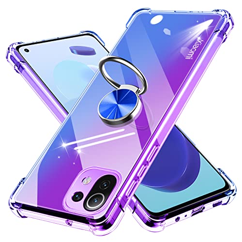 【Tgaoleyd】Xiaomi Mi 11 Lite 5G ケース クリア リング付き 耐衝撃 グラデーション色 シリコン 軽量 薄型 スタンド機能 衝撃吸収 米軍MIL規格 Xiaomi Mi 11 Lite 5G カバー tpu ソフト レンズ保護