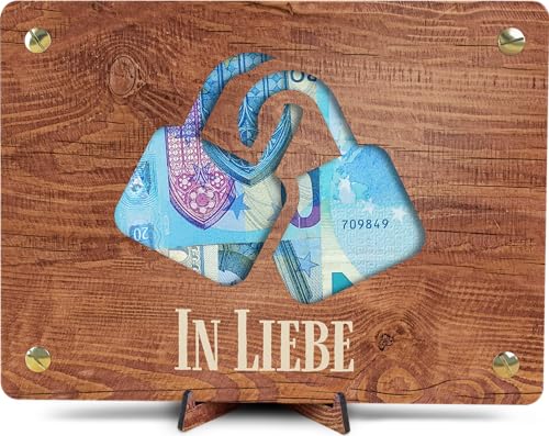 Liebesschloss - XL Geldgeschenk aus Holz inkl. Ständer | Liebe Schloss - Herzschloss, Romantisches Geschenk, Paargeschenk, Geschenk Für Sie, Liebesschloss - XL Geldgeschenk aus Holz inkl. Ständer | Liebe Schloss - Herzschloss, Romantisches Geschenk, Paargeschenk, Geschenk Für Sie,