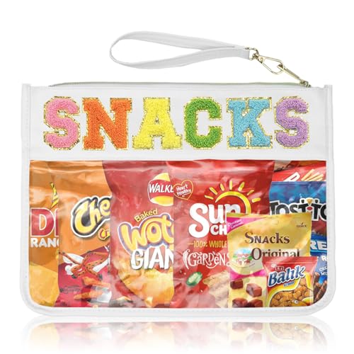 Image of Siwara Snack Bags Clear Pouch Travel Makeup Bag Chenille Letter Bags for Zipper Pouch Clear Cosmetic Bag Clearly Tote Bag Makeup Travel Bags for Women