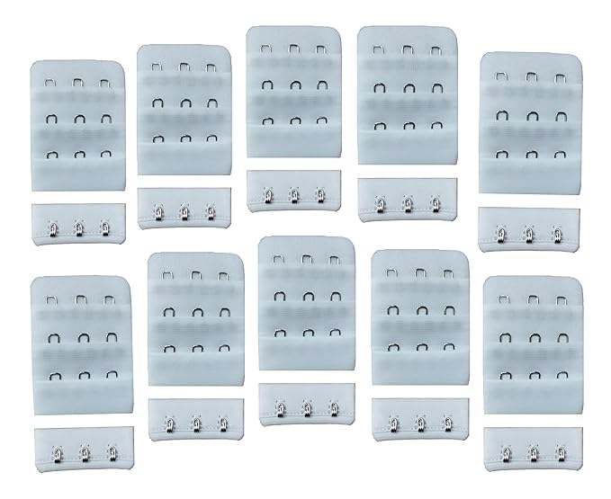 Bra Extender Hook and Eye – 3×3 Hooks Adjustable Bra Extension Strap for Comfort and Extra Band Length | Soft, Durable, Multi-Row Bra Expander (Pack Of 10 Set)-image-28