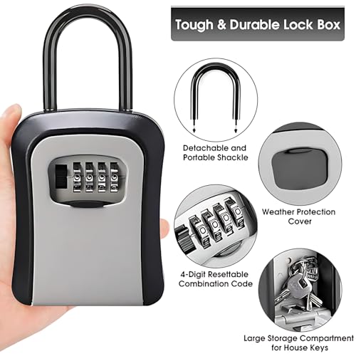 Caja de seguridad de llaves exterior para evitar pérdidas con bloqueo de combinación mural 3