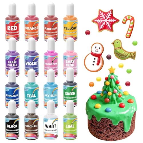 Oil Based Food Coloring, 15ml Vibrant Colors for Baking, Cake Decorating, Chocolate, Candy Melts, Icing, Fondant, Frosting, Slime and Crafts DIY, Food Grade Set, 0.35 Fl.Oz each Bottle