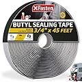 XFasten Butyl Tape RV Black, 3/4 in x 45 Ft, 1/8 in Thick EDPM Rubber Sealant Tape - Roof Patching, Boat Sealing, Leak Proof Butyl Putty Tape