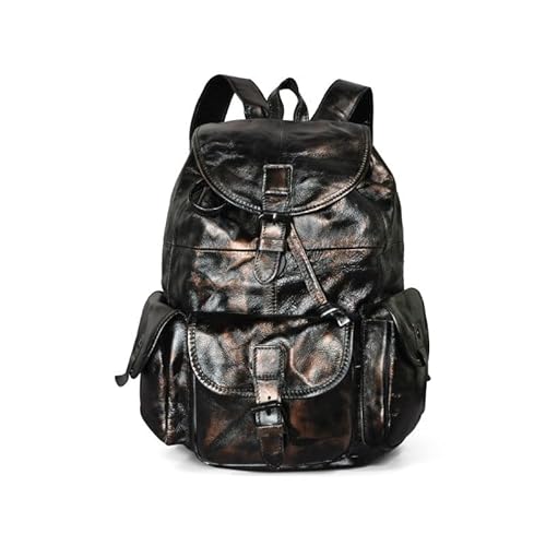[BSKUAJH] Retro Men's Large Capacity Backpack Commuting Computer Bag Crazy Horse Leather Portable