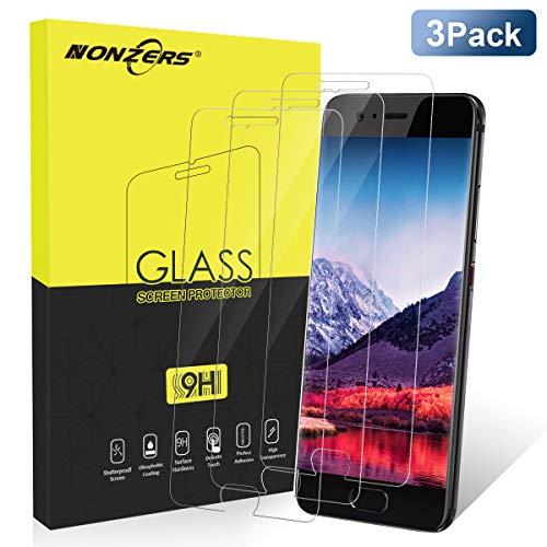 NONZERS Cristal Templado para Huawei P10 Protector de Pantalla [3 Unidades], Glass Screen Protector, 2.5D Bordes Redondeados, Sin Burbujas, Alta Definicion, 9H Dureza, Anti-Arañazos, Transparent
