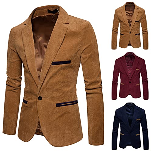 Men's Corduroy Suit Jackets Slim Fit Casual Blazer 2023 Fahsion One Button Lightweight Travel Formal Business Sport Coat