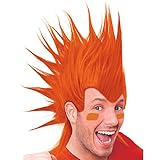 Amscan Party Perfect Team Spirit Crazy Mohawk Wig (1 Piece), Orange, 11 x 8