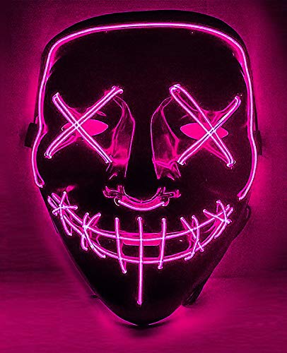 Cosweet Halloween Lighting Mask Scary Cosplay LED Costume Mask for Halloween Festival Parties-Purple